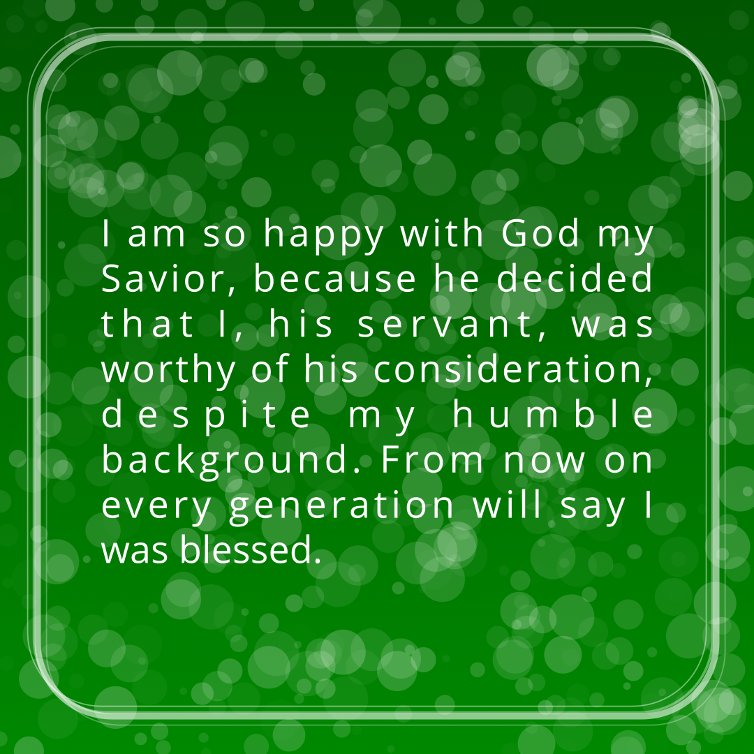 Verse of the Day Image for 2025-12-23. Scripture reference Luke 1: 47-48
