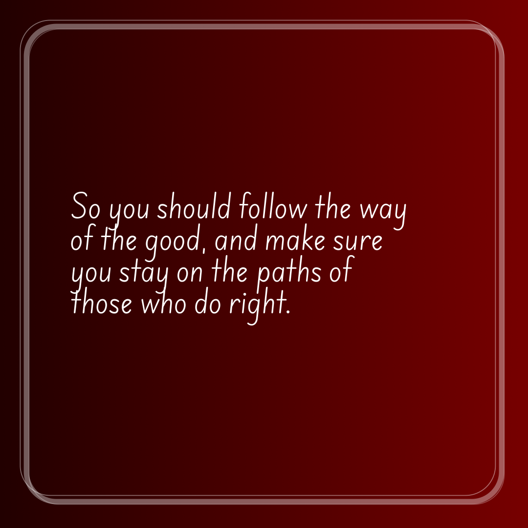 Verse of the Day Image for 2026-05-04. Scripture reference Proverbs 2: 20