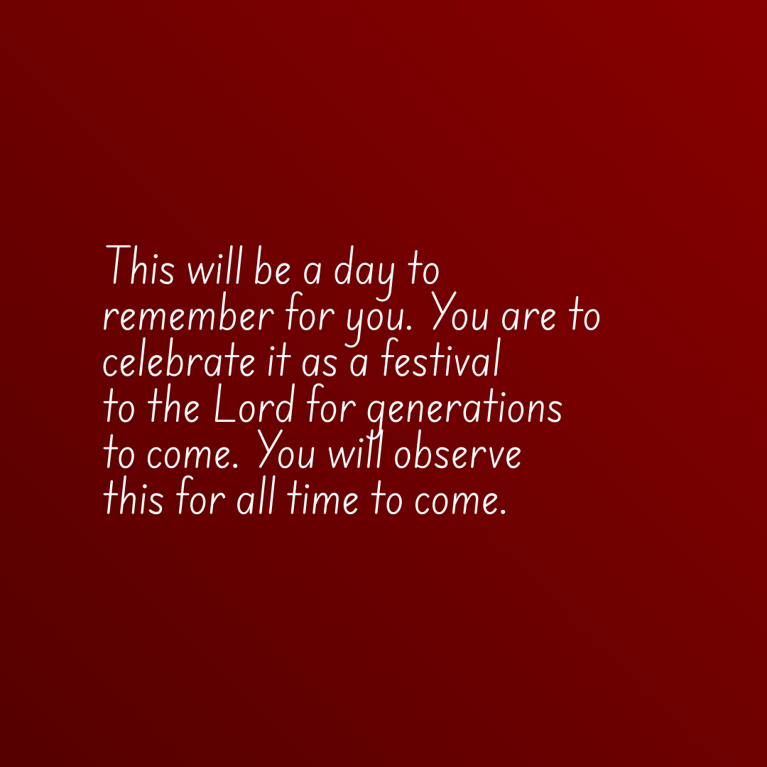 Verse of the Day Image for 2026-07-12. Scripture reference Exodus 12: 14